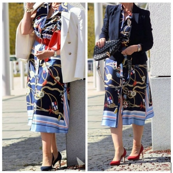 NWT ZARA Chain Print Belted Dress S Blogger’s Favorite - Picture 4 of 8